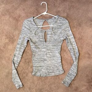Gray and white mixed top